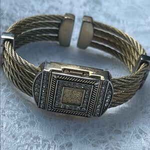 Goldtone Pick-a-boo Watch with Rhinestones